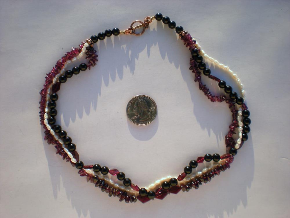 Triple Strand Gemstone Necklace
