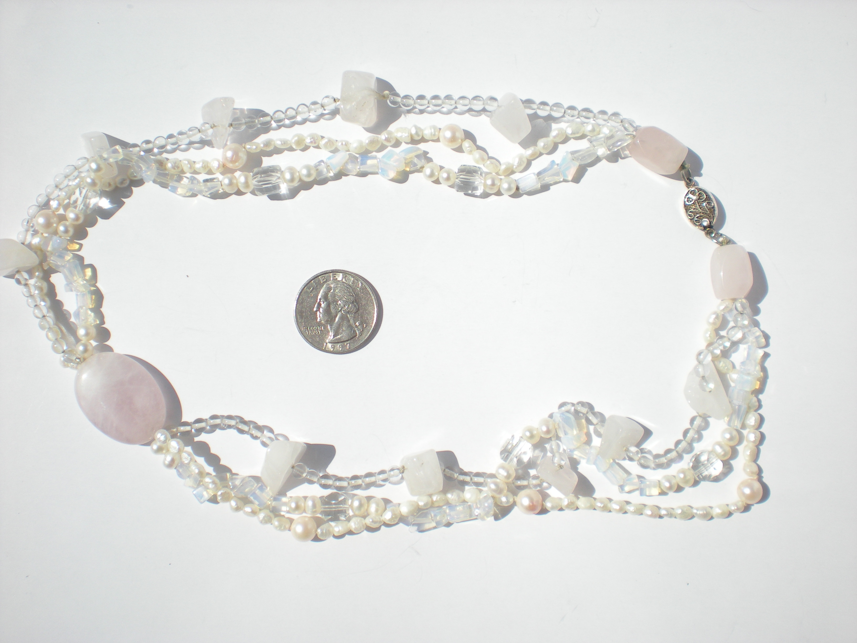 Pearl And Crystal Multi Strand Necklace on Luulla