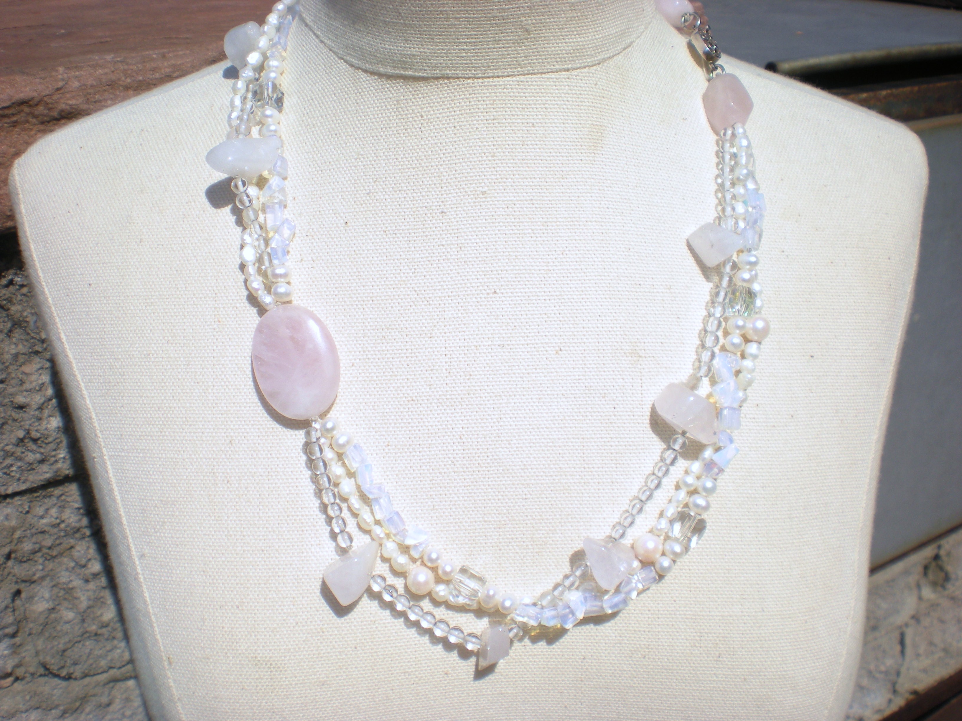 Pearl And Crystal Multi Strand Necklace on Luulla